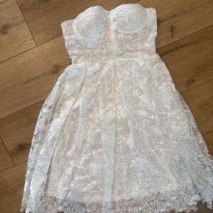 Women's Corset Dress Sexy Tube Top Lace Floral Embroidery Midi Dresses Ball Gown